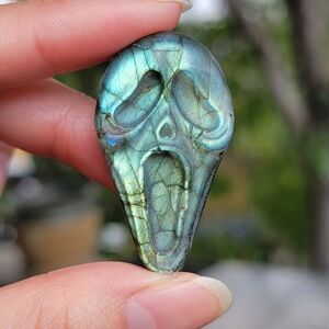 (#9) NEW 1.67" x 1" FLASHY LABRADORITE GHOST MASK